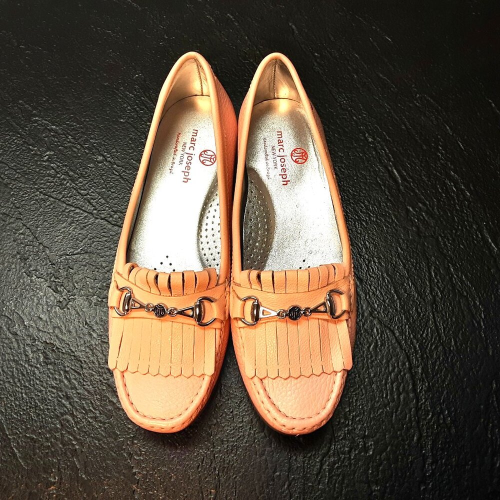 Marc Joseph New York Lexington Golf Moccasins Coral Leather Size 8